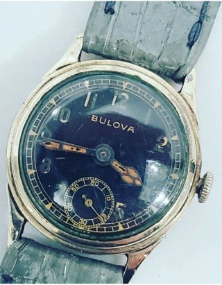 Vintage Bulova Wwii Military Style 10bc 15j Wristwatch/running