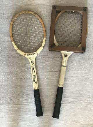 Slazenger Royal Crown Vintage Wooden Tennis Racket & A Spalding Pancho Gonzales.