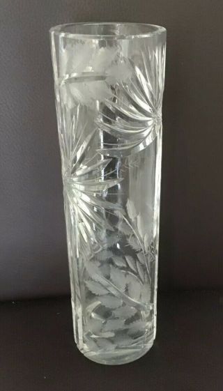 Vintage Cut Crystal Vase With Cuts Tall