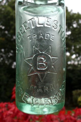 Vintage C1880s Beetlestone Shewsbury Shrops Dobson Patent 10oz Codd Bottle