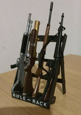 Vintage Palitoy Action Man Rifle Rack And Four Rifles
