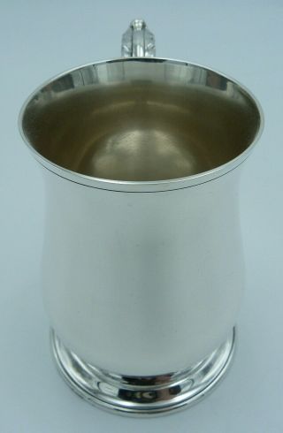 Solid Silver Georgian Style Pint Mug (Cup,  Tankard) - 356g - Extra Wide Foot 2
