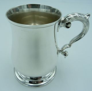 Solid Silver Georgian Style Pint Mug (Cup,  Tankard) - 356g - Extra Wide Foot 3