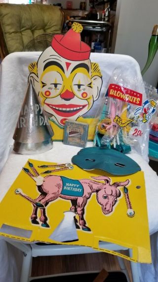 Vintage Japan Clown Birthday Party Decorations Hats Party Favors Masks