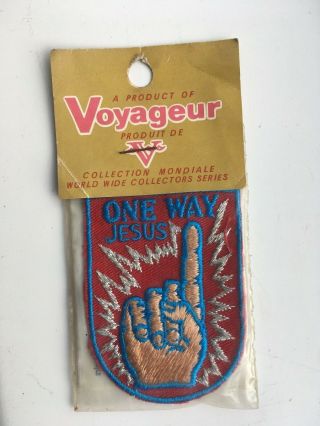 Vintage 1970s Biker Voyageur One Way Jesus Embroidered Patch Badge