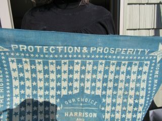 ANTIQUE 1888 HARRISON & MORTON PRESIDENTIAL ELECTION HANDKERCHIEF / BANNER SIGN 4