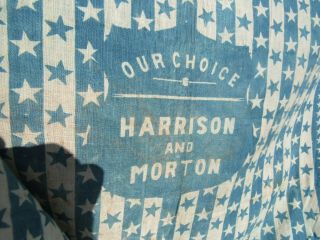 ANTIQUE 1888 HARRISON & MORTON PRESIDENTIAL ELECTION HANDKERCHIEF / BANNER SIGN 5