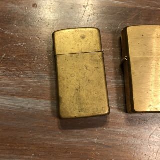 3 Vintage Zippo Lighters - Two Solid Brass.  All Spark 2