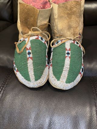SIOUX MOCCASINS Antique Early 1900 ' s 6