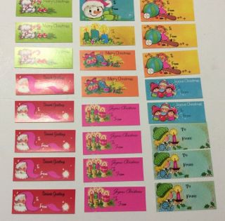 24 Vtg 60s Mcm Christmas Assorted Die Cut Gift Tags Holiday Santa Puppy C10