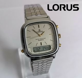 Very Rare Vintage 80s Lorus Y653 - 5000 Mens Quartz Watch Analogue Digital