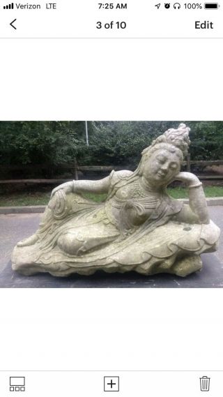 Large antique Buddhist hand - carved marble statue. 3