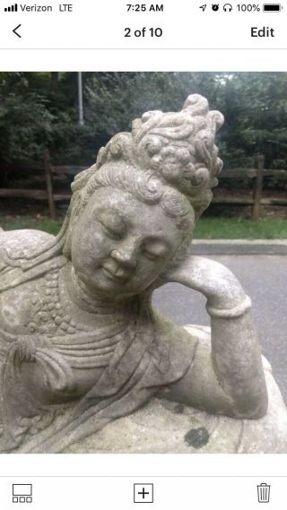 Large antique Buddhist hand - carved marble statue. 4