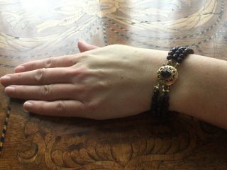 Lovely Antique Victorian Faceted Natural Bohemian Garnets 18k Gold Bracelet