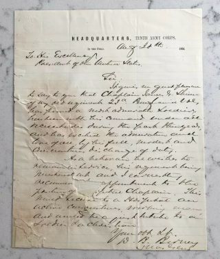 Antique Civil War Union Major General David Bell Birney Als Signed Letter 1864