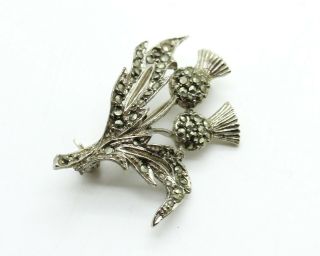 Vintage Silver Plated And Faux Marcasite Scottish Thistle Brooch