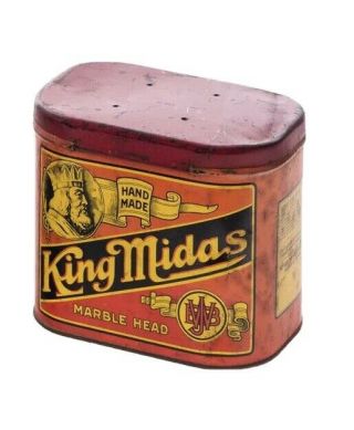Antique King Midas Smoking Tobacco Tin Canister Advertising Pipe
