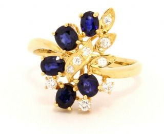 Custom Vintage 20k Yellow Gold Ring With Sapphire And Diamond Size 6