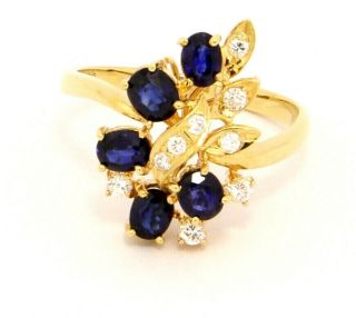 Custom Vintage 20k Yellow Gold Ring with Sapphire and Diamond Size 6 2