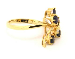 Custom Vintage 20k Yellow Gold Ring with Sapphire and Diamond Size 6 3