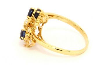 Custom Vintage 20k Yellow Gold Ring with Sapphire and Diamond Size 6 4