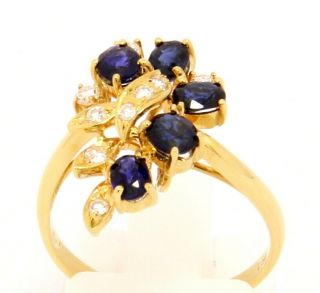 Custom Vintage 20k Yellow Gold Ring with Sapphire and Diamond Size 6 5