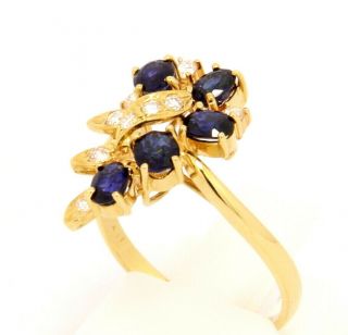 Custom Vintage 20k Yellow Gold Ring with Sapphire and Diamond Size 6 6