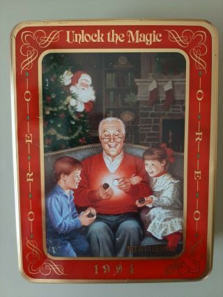 Vintage Oreo Cookie Tin 1994 Christmas Grandpa/grandchildren