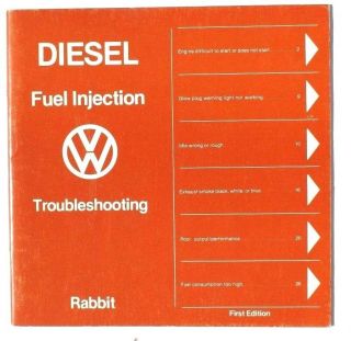 Vintage 1977 Volkswagen Vw Diesel Fuel Injection Troubleshooting Rabbit Booklet