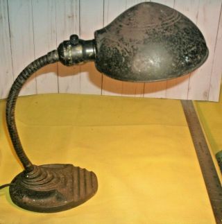 Vintage Eagle Art Deco Industrial Gooseneck Desk Lamp With Cast Iron Base