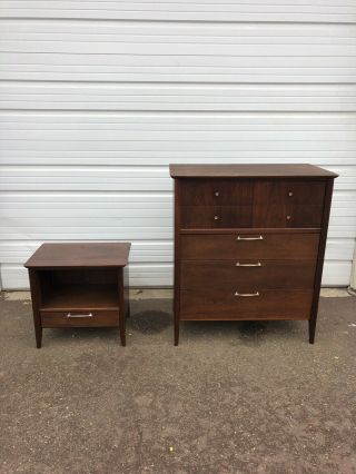 Mid Century Modern Drexel Chest Of Drawers And Nightstand Mcm