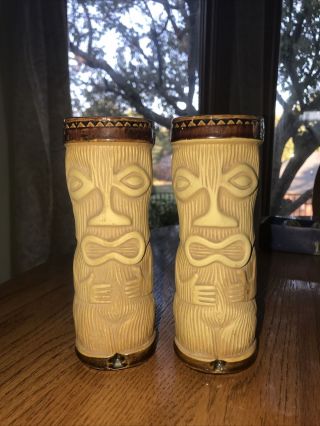 Vintage Hawaiian Barware Tiki Totem Ceramic Tumblers Glasses Paul Marshall Pmp