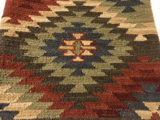 Pottery Barn Vintage Southwest Bright Kilim Wool Pillow Cover 18” Rainbow