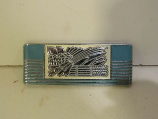 Metal Vintage Blue And White Design Appliance Emblem Script Rare Logo Badge