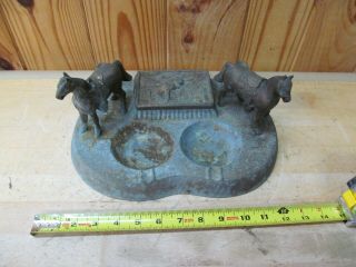 Vintage Pot Metal Smoking Collectible – Double Pipe Rest,  Tobacco Box,  Ashtray