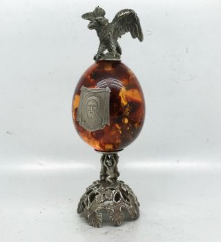Russian Imperial 84 Silver Amber Easter Egg