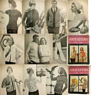 Vintage 1959 American Thread Star Book No 156 Sweaters Cardigans Socks Him & Her