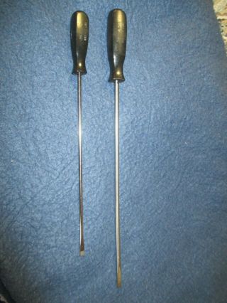 2 Vintage Snap - On Black Handle Slotted Cabinet Screwdrivers Ssd4120 And Ssd1410