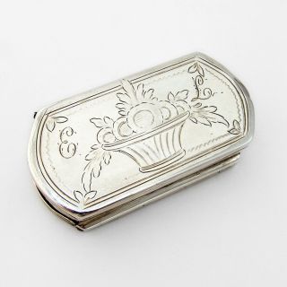 18th Century Spanish Silver Tinder Box Engraved Double Compartment Mono El