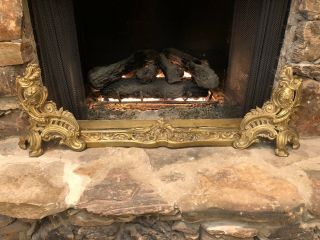 Antique French Gilt Bronze Chenet Andirons Fireplace Decorations 3 Piece Set