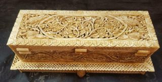 Museum quality islamic persian handmade natural camel bone box depecting birds 2