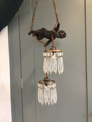 Antique Cherub Chandelier Double Hanging Pendant Light