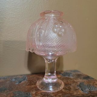 Vintage Indiana Glass Fairy Lamp Pale Pink Tiara Sandwich Pattern Depression
