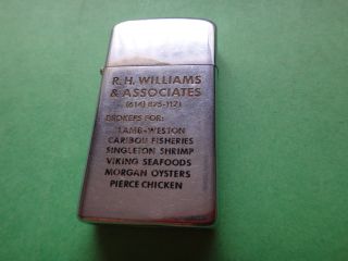 Year 1972 Polished Chrome Zippo Slim Lighter R.  H.  Williams & Associates Business