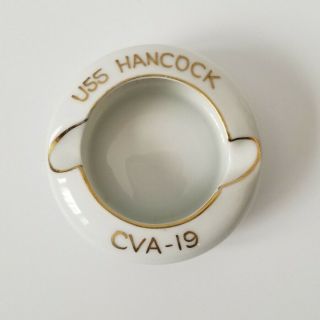 Vintage Uss Hancock Cva - 19 Ceramic Ashtray In Made In Japan