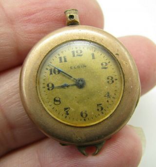 Vtg Antique Elgin Pendant Pocket Watch 1920 7 Jewel 447 10/0s Not Running 4parts