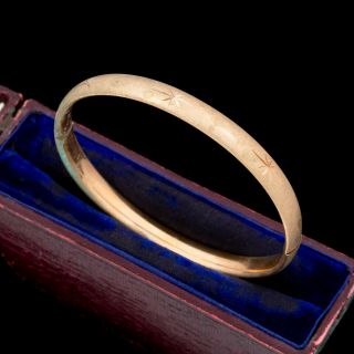 Antique Vintage Art Deco 12k Gold Filled Gf Chased Wedding Bangle Bracelet 6.  7g