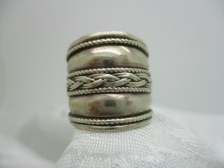 Vintage Estate Jewelry Marked 925 Sterling Silver Wide Band Ring Size 7