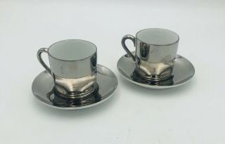 Rare Vintage Collectible Georg Jensen Mirror Expresso Cups Saucers