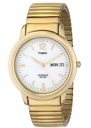 Timex Mens T21942 Chambers Street Gold - Tone Stainless Steel Expansionband Watch
